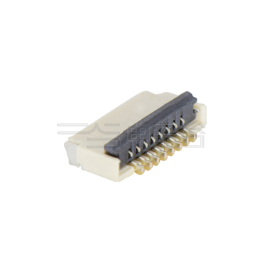 Pitch 0.50mm 90°H1.00mm 卧贴双面接后掀盖 SMT型 FPC 08pin 本色 镀半金接触点及焊接脚点1u，镍底35-60u.